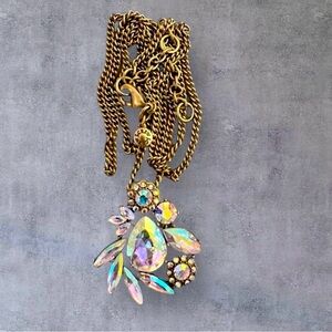 J. Crew Aurora Borealis Jeweled Pendant Necklace 33”